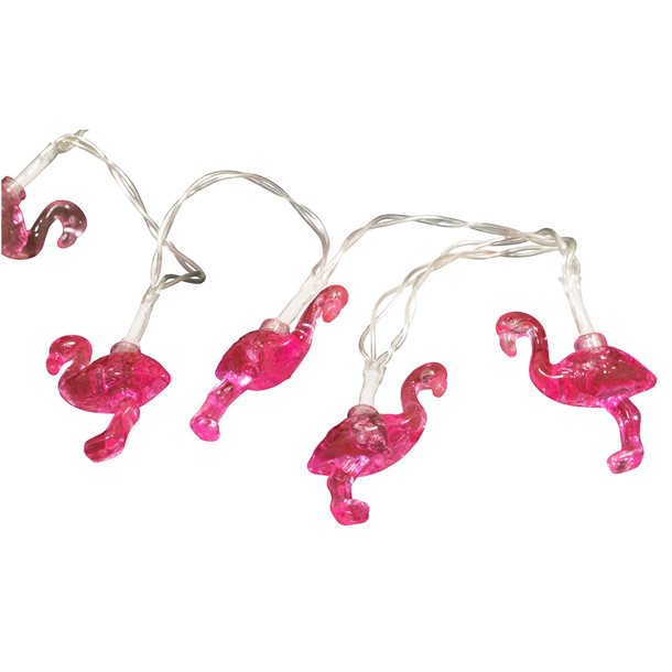 Flamingo batteridrevet lyskæde, 1,2 meter med 10 LED\'er i farven varm pink - kan bruges ude- som indendørs DL-S004EZU